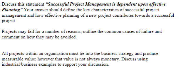 Discuss this statement Successful Project