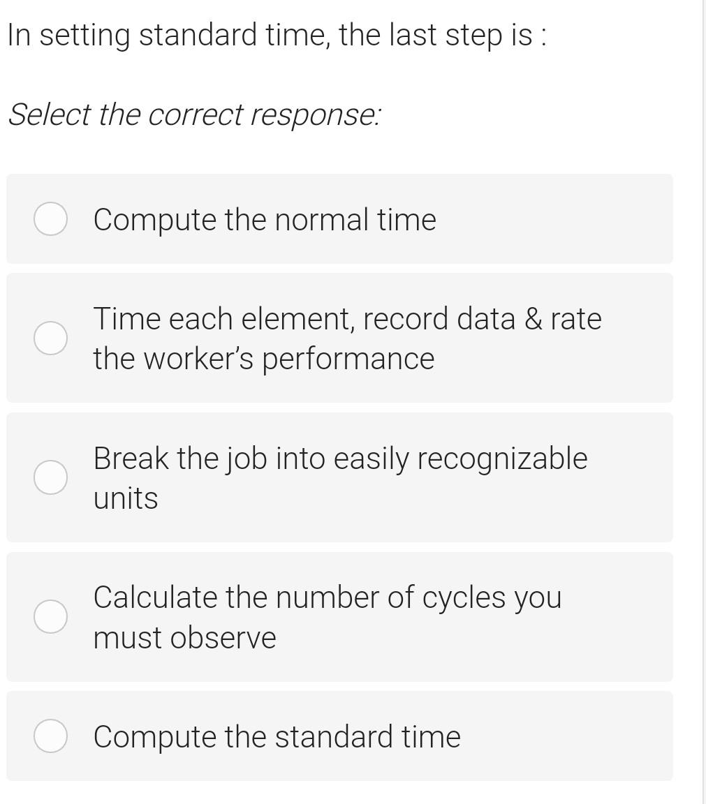 In setting standard time, the last step is :