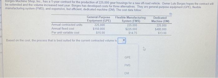 Borges Machine Shop, Inc. has a 1-year contract