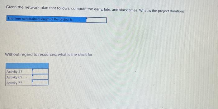 thumbs up for right answer Given the network plan