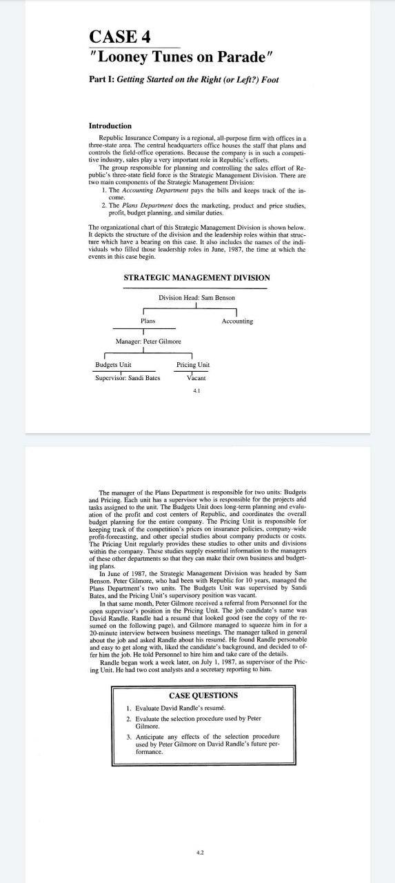 CASE 4 "Looney Tunes on Parade" Part I: Getting