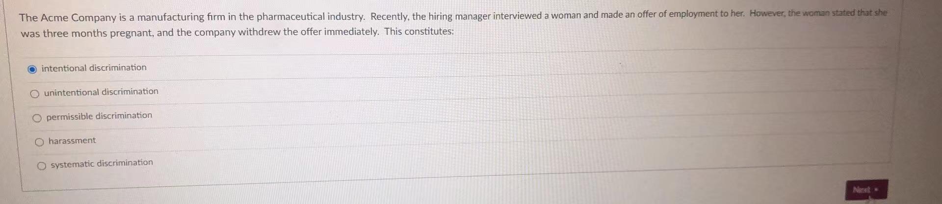 The Acme Company uses a personality test as a