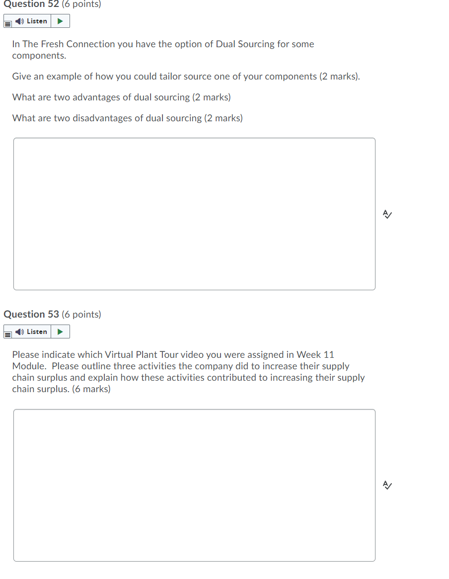 Question 52 (6 points) E ) Listen In The Fresh