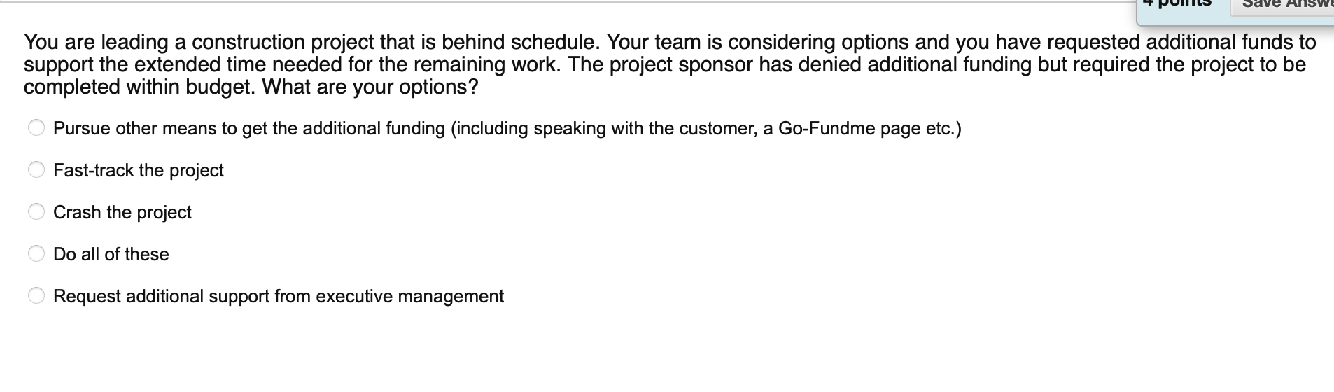 You are leading a construction project that is