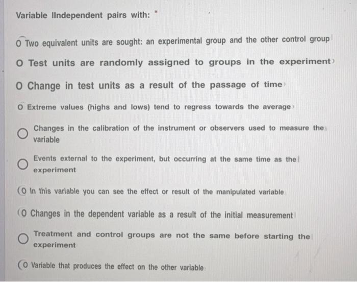 which does independent variable pair/associates