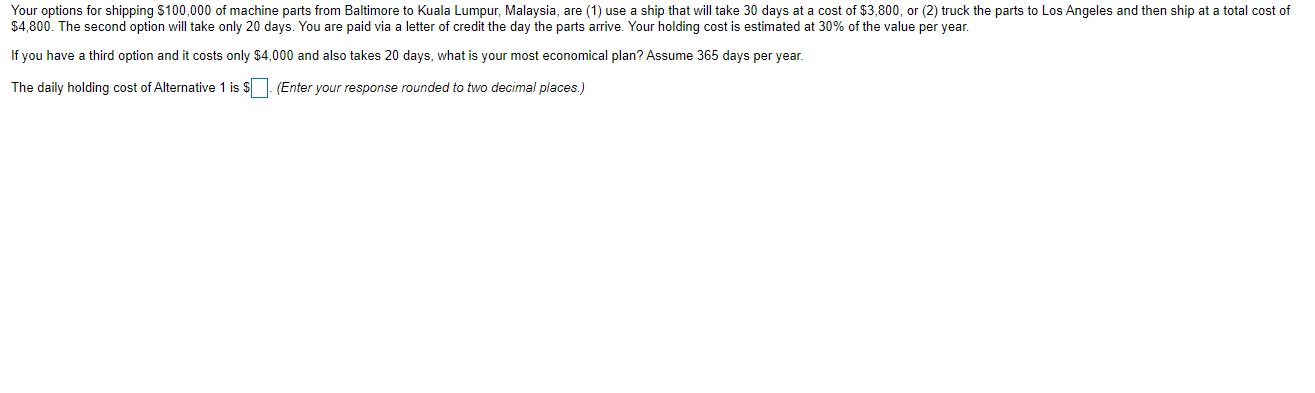 Your options for shipping S100,000 of machine