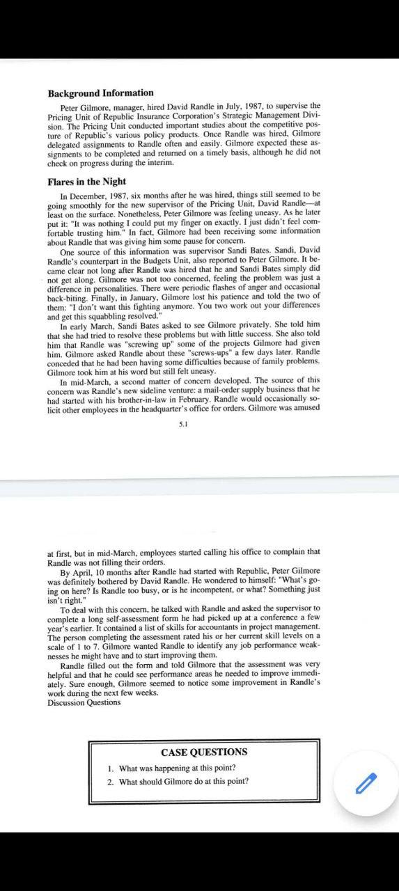 Background Information Peter Gilmore, manager,