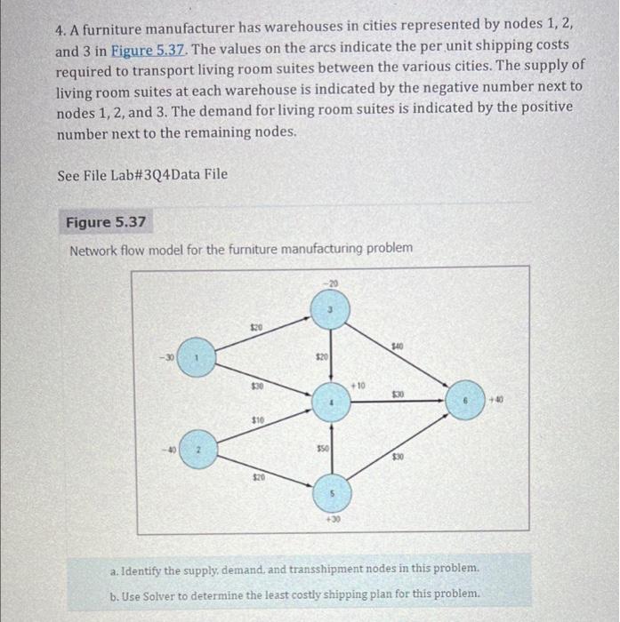 4. A furniture manufacturer has warehouses in