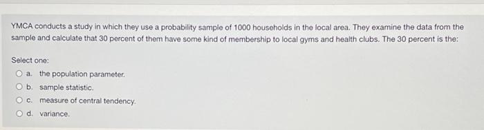 marketing research question YMCA conducts a study