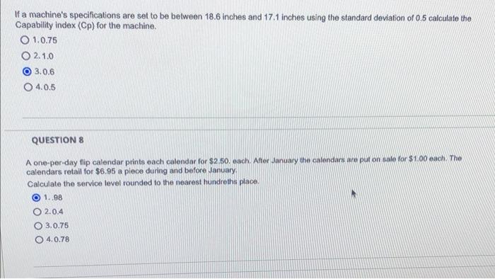 If a machine's specifications are set to be