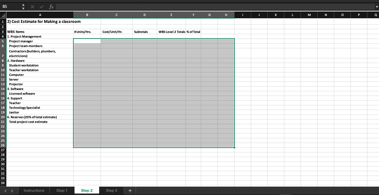 Ms. Excel Practice Assignment 5 1. Create a Ms.