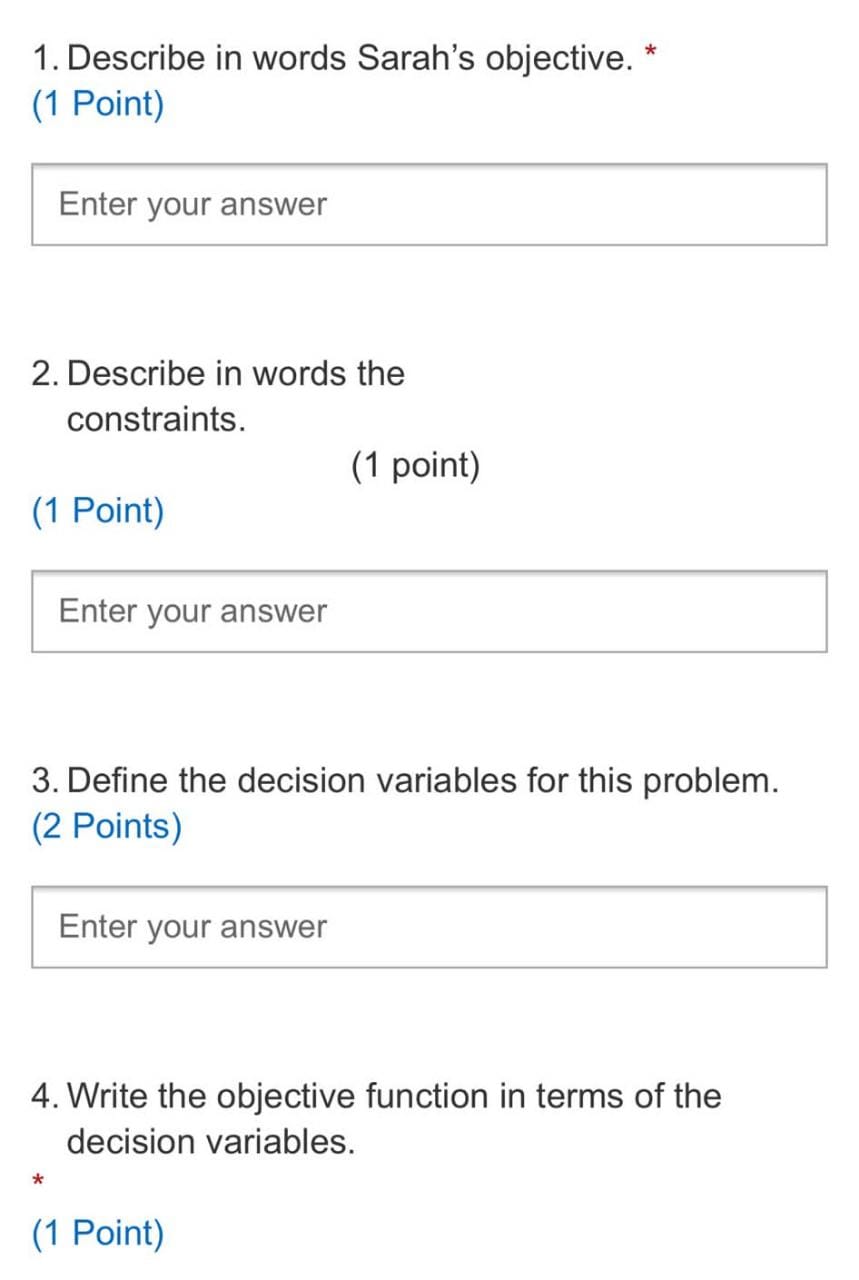 Sarah wants to make two kinds of cakes (Baby and