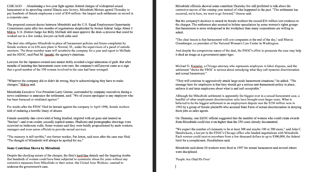 Read the attached case study about the 1996