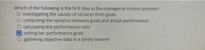 Which of the following is the first step in the