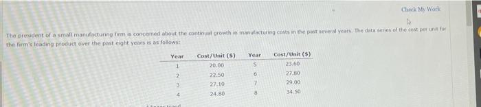 Check My Work The president of a small
