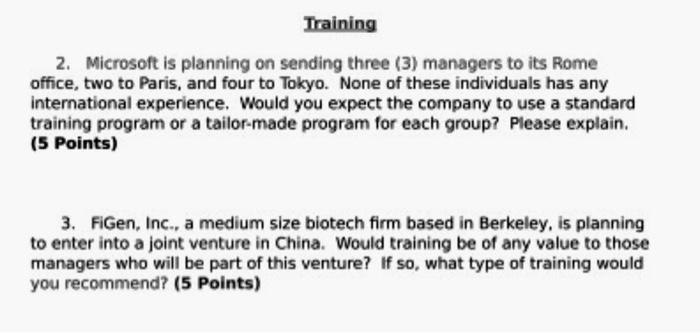 Training 2. Microsoft is planning on sending