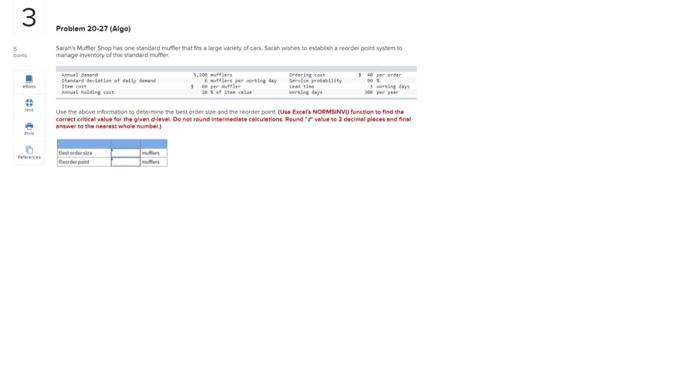 3 Problem 20-27 (Algel SM Shophouse wity of Store