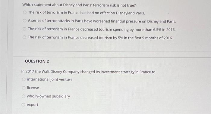 Which statement about Disneyland Paris'terrorism