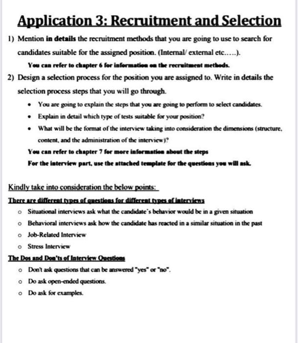Application 3: Recruitment and Selection 1)