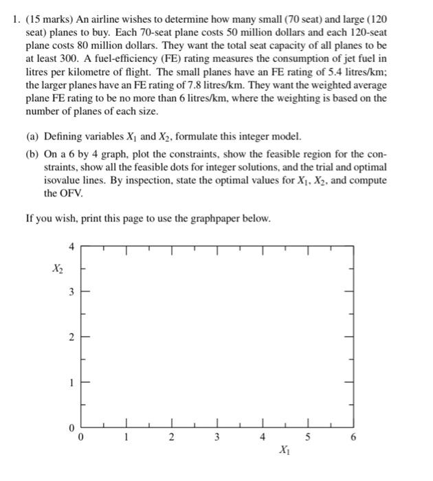 1. (15 marks) An airline wishes to determine how