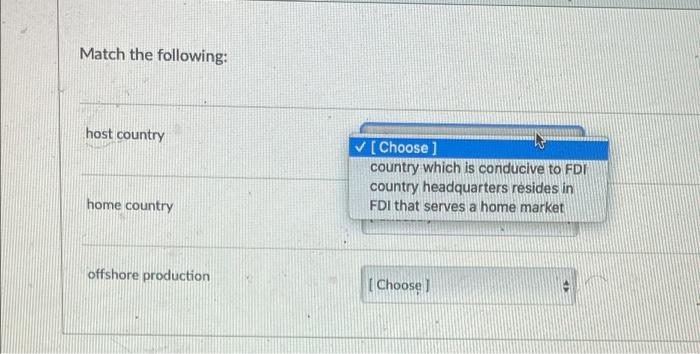 Match the following: host country Choose ]