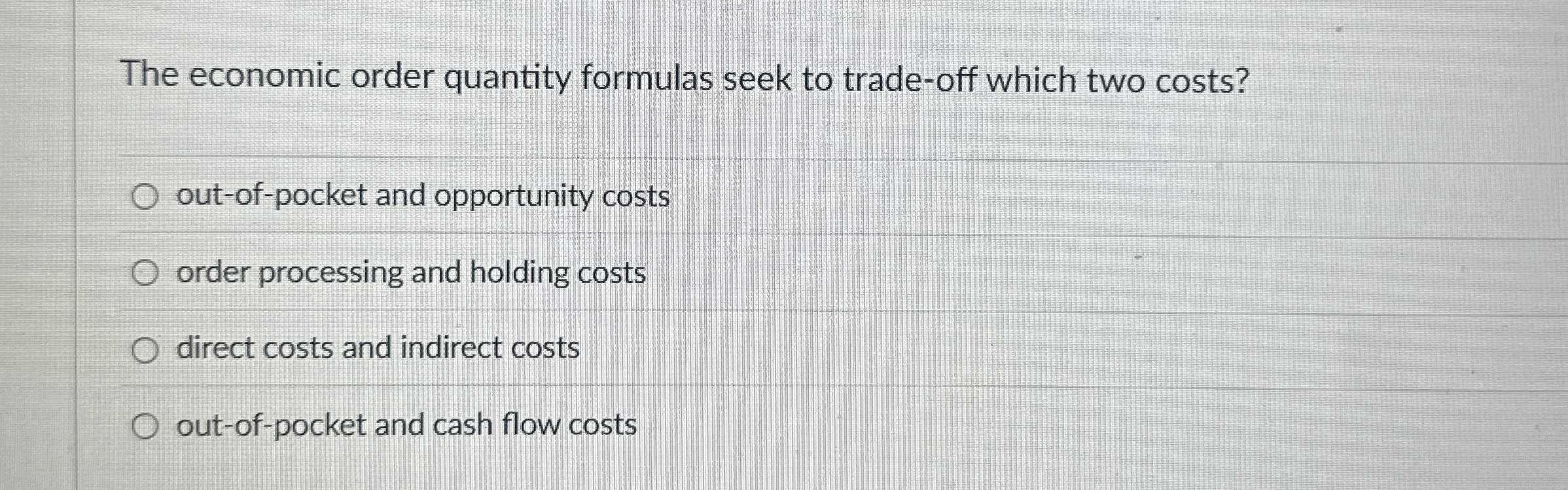 The economic order quantity formulas seek to