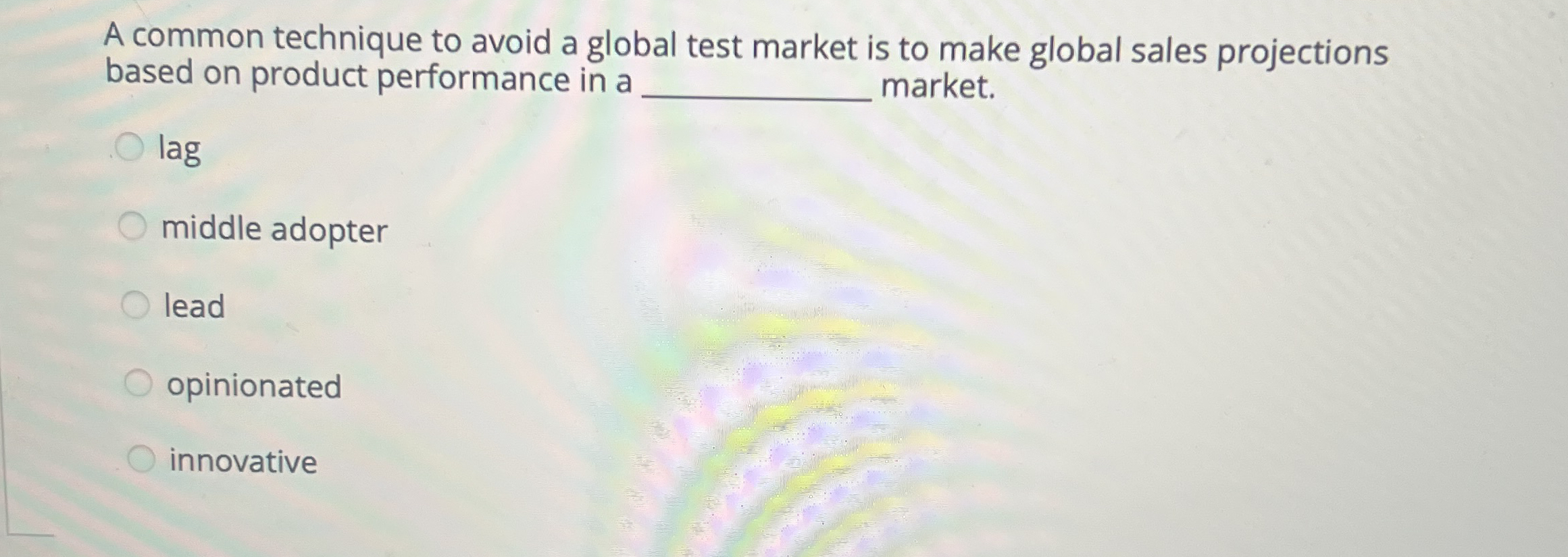 A common technique to avoid a global test market