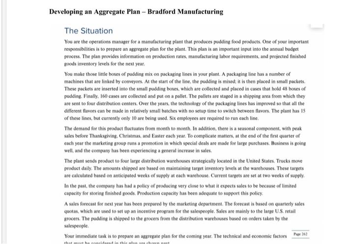 Developing an Aggregate Plan - Bradford