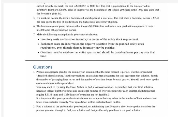 Developing an Aggregate Plan - Bradford