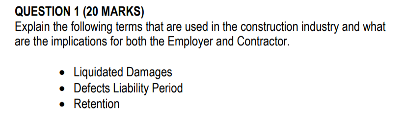 QUESTION 1 (20 MARKS) Explain the following terms