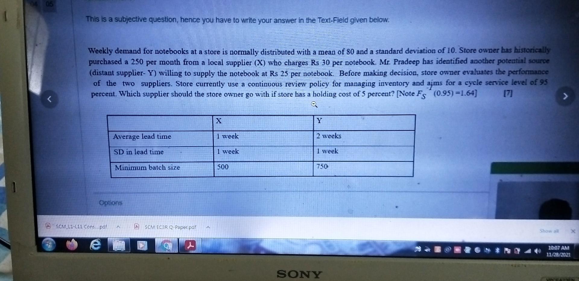 Supply Chain Management - MBA-SCM Mathematic.
