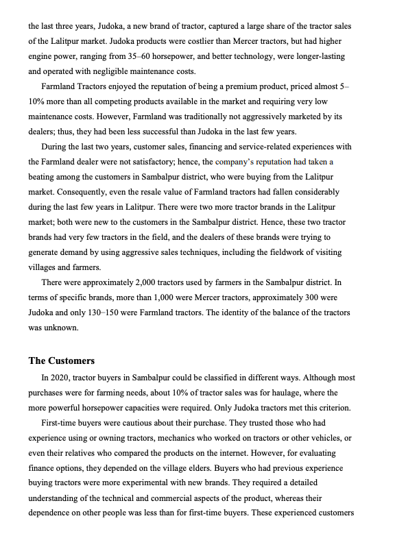 Based on the case study Raman Tractors , please