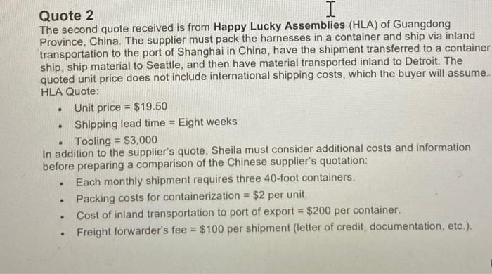 The Global Sourcing Wire Harness Decision Sheila