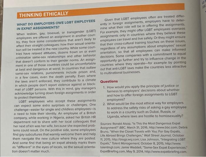 1&2 10 HR Given that LGBT employees often are