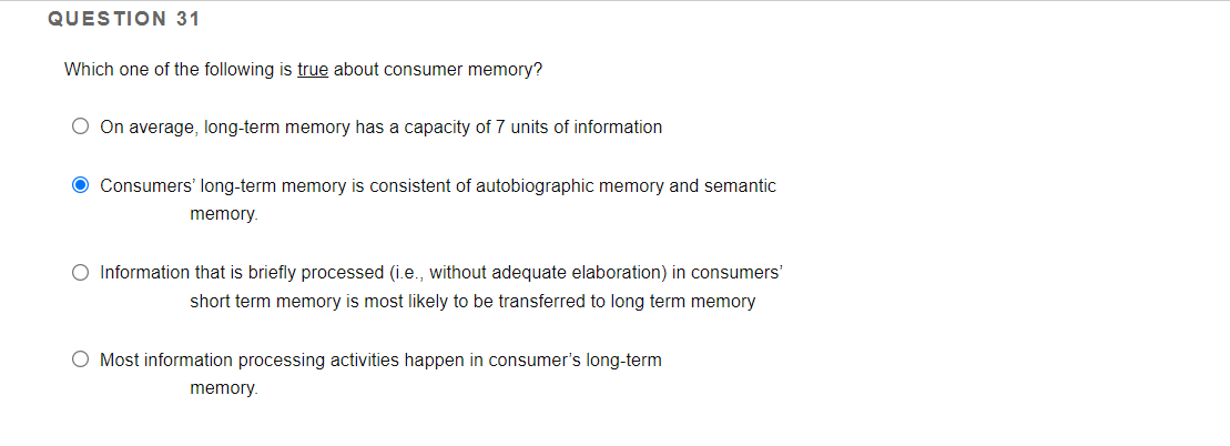 QUESTION 31 Which one of the following is true