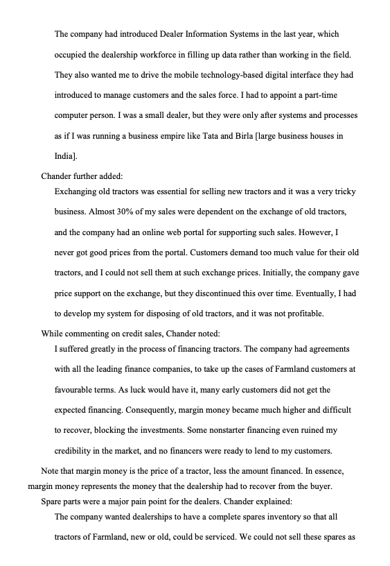 Based on the case study Raman Tractors , please