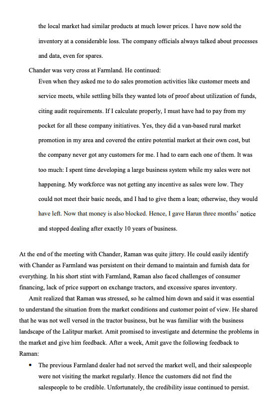 Based on the case study Raman Tractors , please