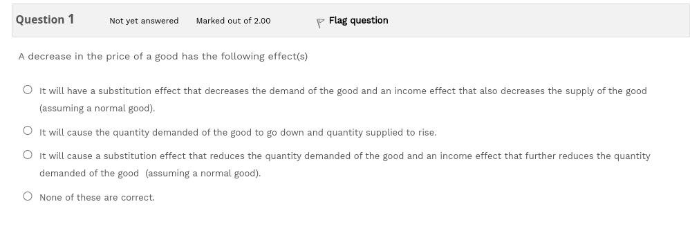 Question 1 Not yet answered Marked out of 2.00 p
