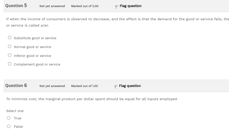 Question 1 Not yet answered Marked out of 2.00 p