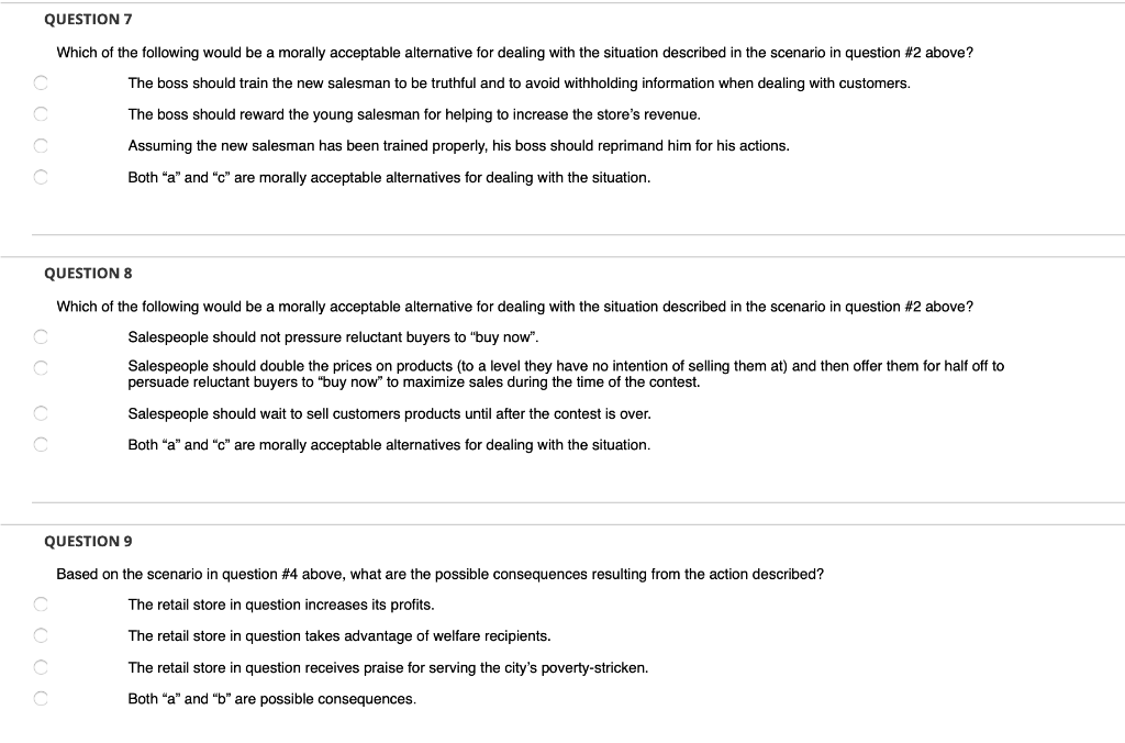 QUESTION 7 Which of the following would be a