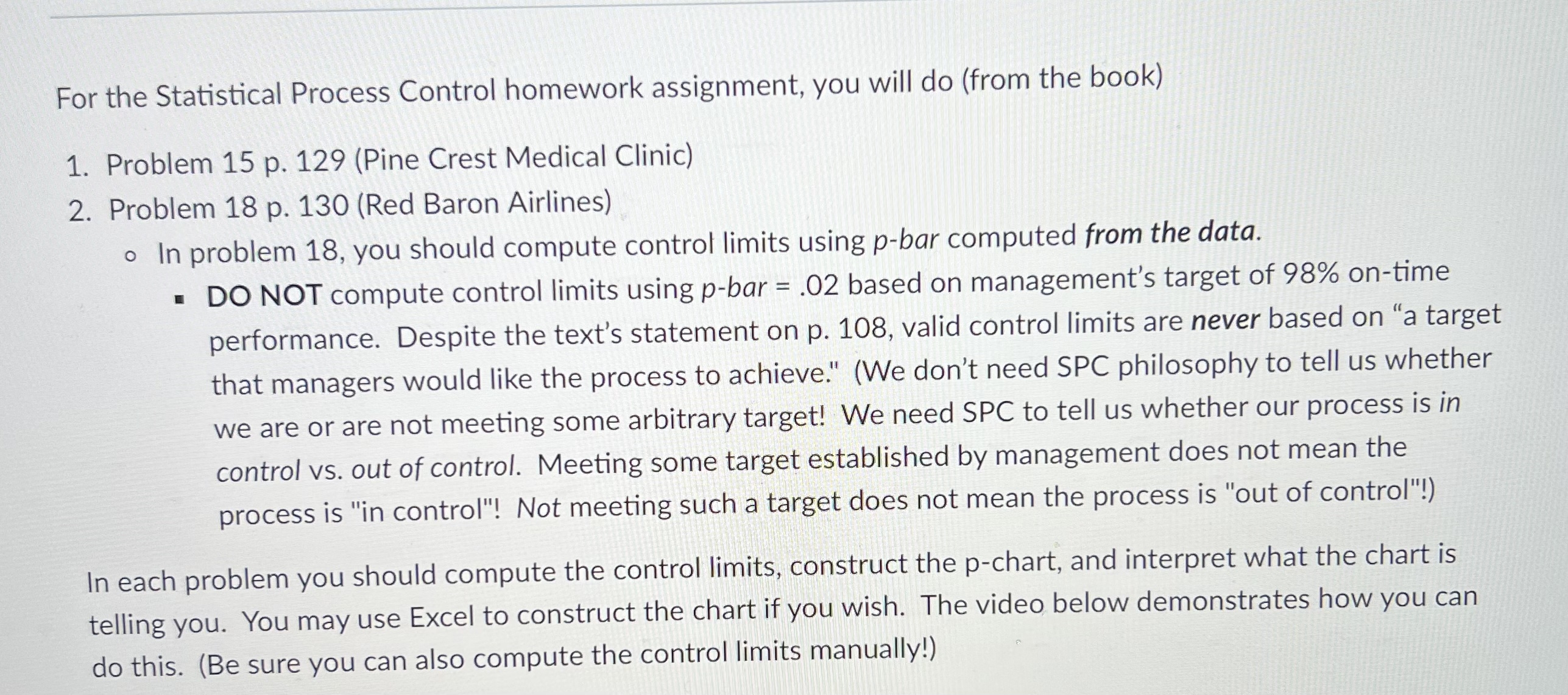 For the Statistical Process Control homework