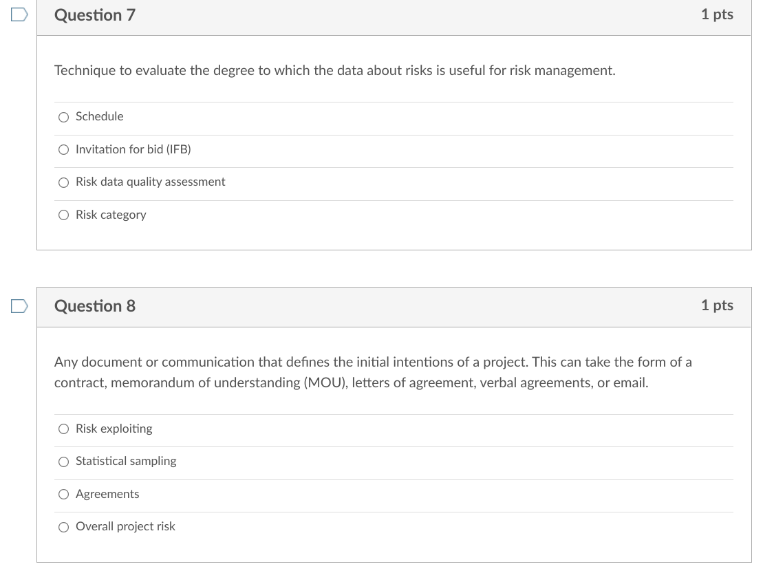 Question 7 1 pts Technique to evaluate the degree