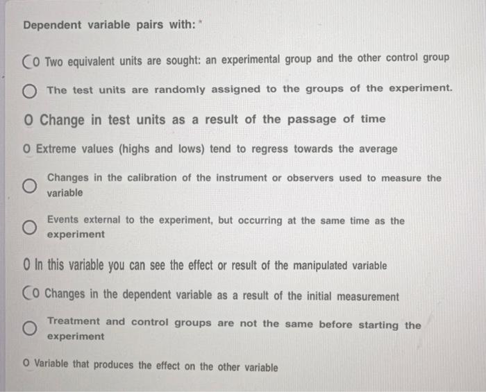 which does Dependent Variable pairs/associates