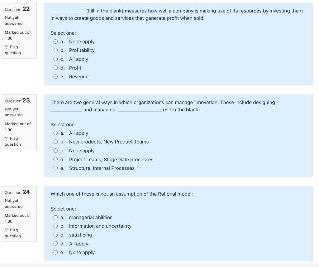 Question 22 (Fill in the blank) measures how well