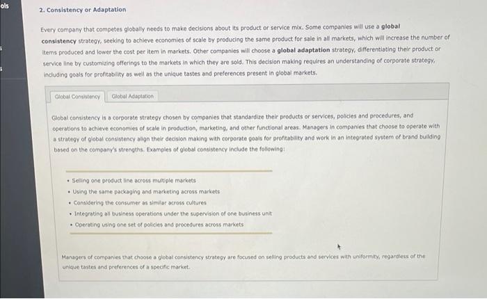 ols 2. Consistency or Adaptation Every company