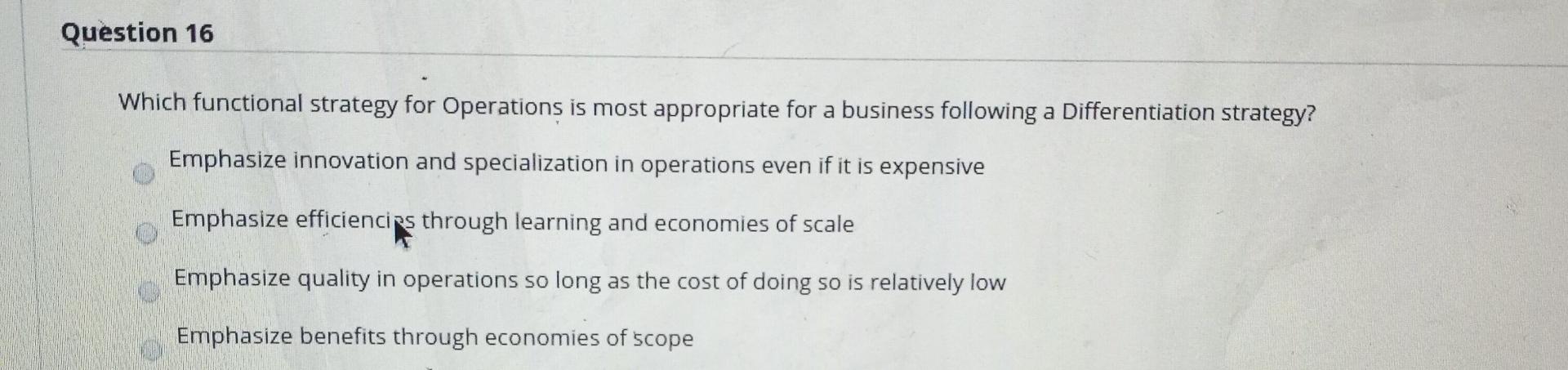 Question 8 Changes made by a business to lower