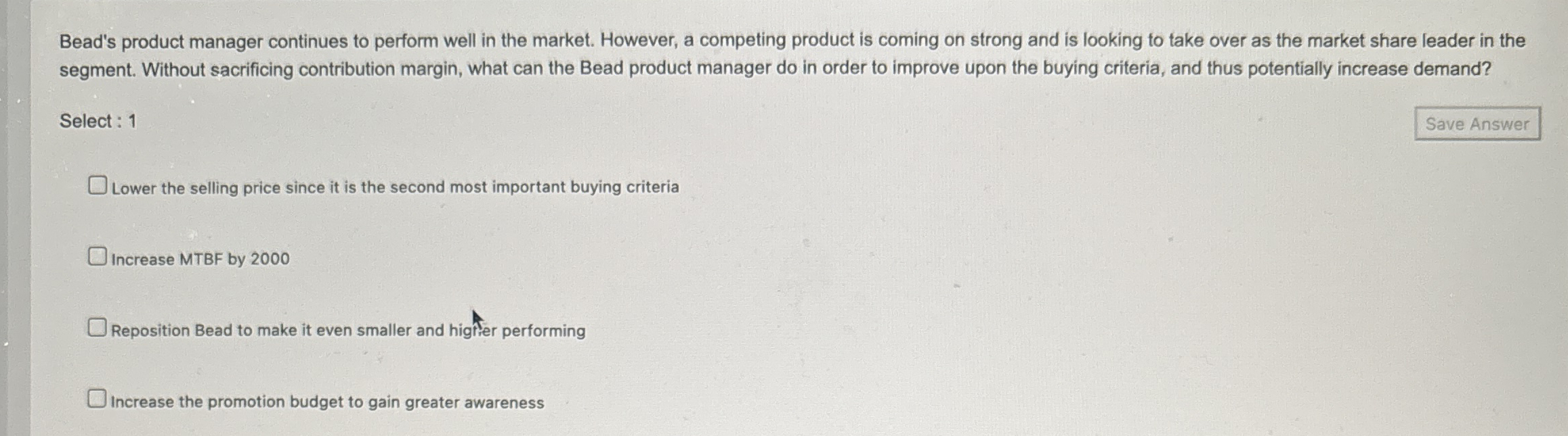 Bead's product manager continues to perform well
