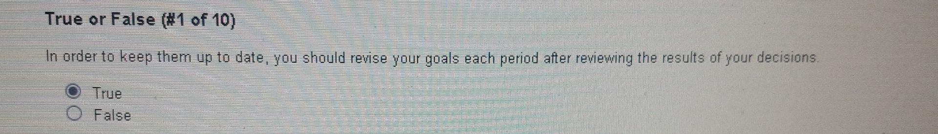 True or False (#1 of 10) In order to keep them up
