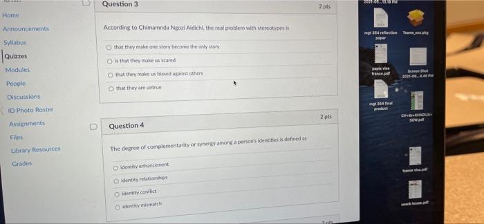 Question 3 ROUN 2 pts Home According to Chimamnda