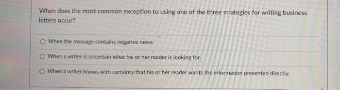 help! thanks! When does the most common exception